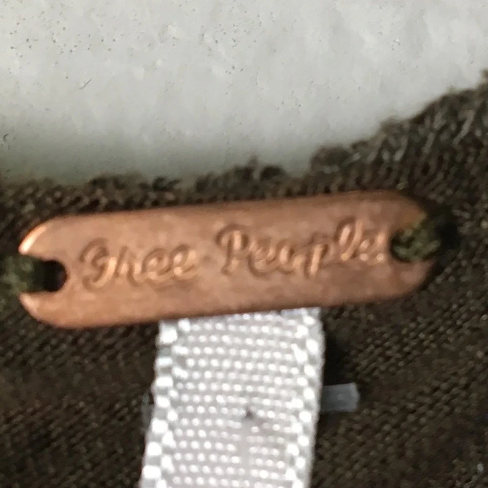Free People Crochet Lace Bell Sleeve Top XS Mocha Brown‎